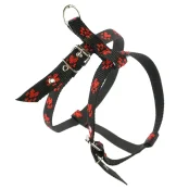 Шлейка Cristel для собак, нейлон, красный след, 20 мм / 32-38 см / 50-60 см, чёрная