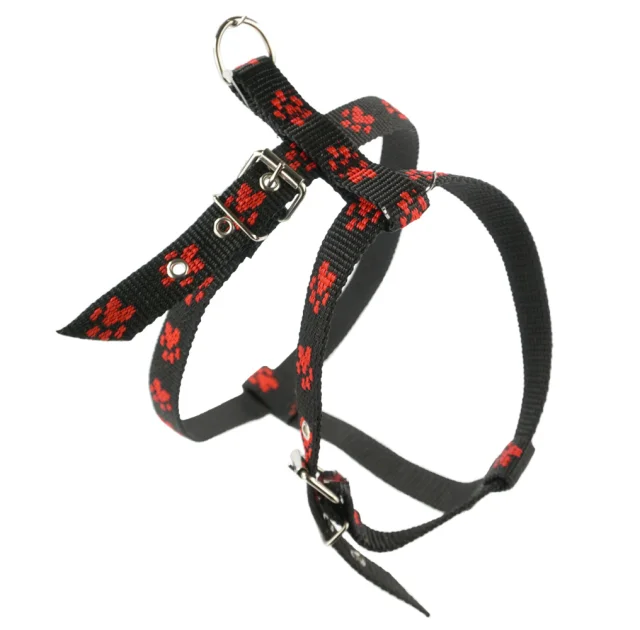 Шлейка Cristel для собак, нейлон, красный след, 20 мм / 32-38 см / 50-60 см, чёрная