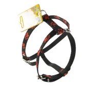 Шлейка Cristel для собак, нейлон, узор "красный след", 15 мм / 24-34 см / 45-55 см, чёрный