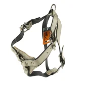 Шлейка Cristel для собак, четырёхслойная, кожа, 25мм / 40-56см / 56-65см, бело-чёрная