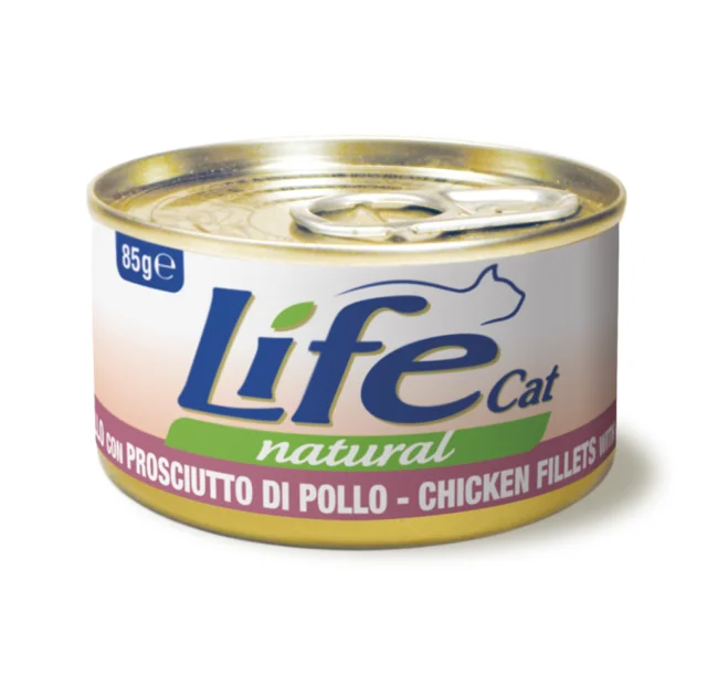 Консерва LifeCat Chicken Fillets With Ham для котів від 6 місяців, з курячим філе та шинкою, 85 г