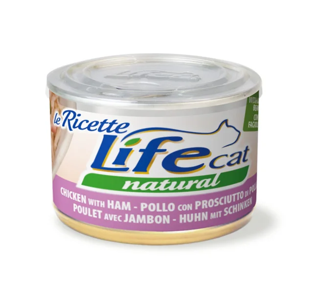 Консерва LifeCat Chicken With Ham для котів від 6 місяців, курятина з шинкою та стручковою квасолею, 150 г