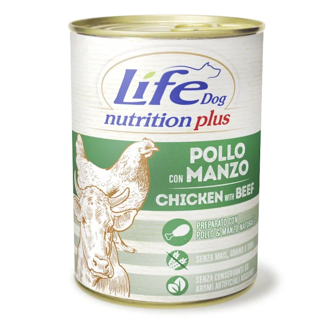Консерва LifeDog Nutrition Plus Chicken With Beef для собак від 6 місяців, з курятиною та яловичиною, 400 г