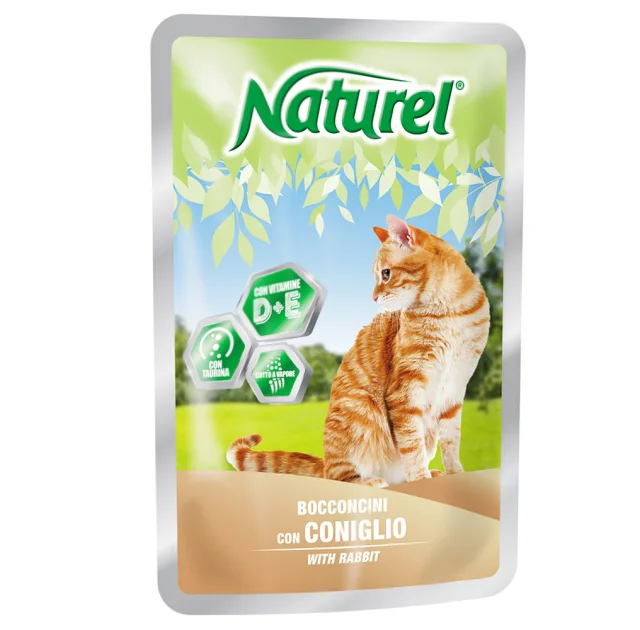 Вологий корм Naturel Rabbit Chunks In Sause для котів від 6 місяців, з шматочками кролятини у соусі, 100 г