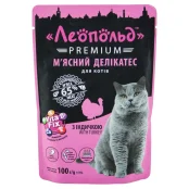 Влажный корм Леопольд Premium Мясной деликатес для кошек, с индейкой, 100 г(откл)