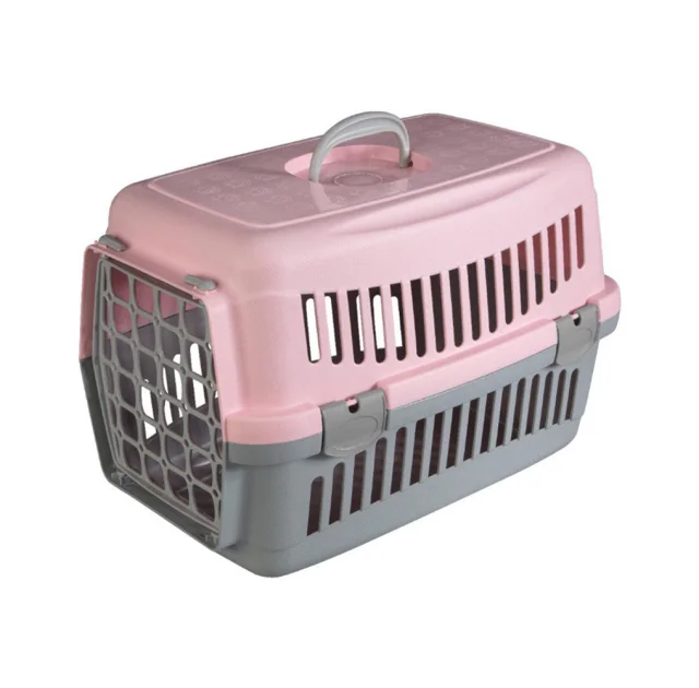 Переноска AnimAll CNR-102 для кошек и собак, серо-розовая, 48.5×32.5×32.5 см