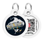 Адресник Waudog Smart ID c QR-паспортом для собак и котов, металл, рисунок "Рик и Морти 1", круг, 25 мм