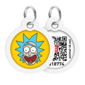 Адресник Waudog Smart ID c QR-паспортом для собак и котов, металл, рисунок "Рик и Морти 3", круг, 30 мм