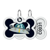 Адресник Waudog Smart ID c QR-паспортом для собак и котов, металл, рисунок "Рик и Морти 1", кость, 40×28 мм