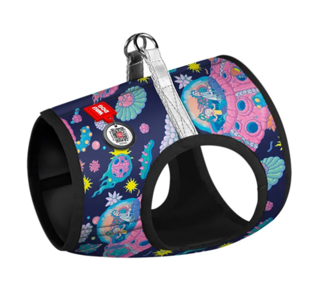 Шлея Waudog Clothes c QR-паспортом для собак, м'яка, малюнок "Рік і Морті 1", розмір S1, 40-45/29-31 cм