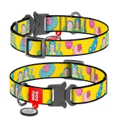 Ошейник Waudog Nylon c QR-паспортом для собак, рисунок "Рик и Морти 1", нейлон, металл, 20 мм, 24-40 см