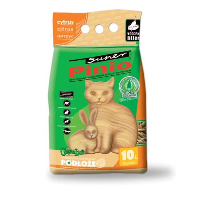 Древесный наполнитель Super Pinio с ароматом цитрусов, 10 л (6.4 кг)