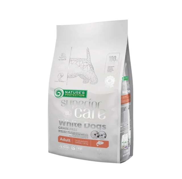 Сухий корм Natures Protection Superior Care White Dogs Adult Small&Mini Breeds для собак, з лососем, 1.5 кг