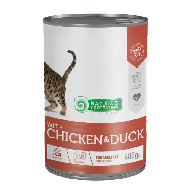 Консервы Natures Protection Cat Sterilised Chicken&Duck для кошек, с курицей и уткой, 400 г
