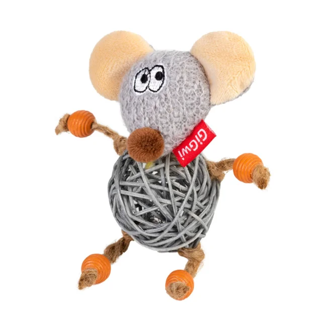 Игрушка GiGwi Catch&Scratch Мышка с колокольчиком, для кошек, 8 см