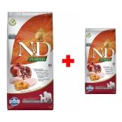 Беззерновой сухой корм Farmina N&D для собак средних и крупных пород, курица с тыквой и гранатом, 12 + 2.5 кг в подарок