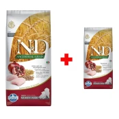 Низкозерновой сухой корм Farmina N&D для щенков средних и крупных пород, курица с гранатом, 12 + 2.5 кг в подарок