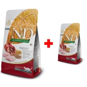 Низькозерновий сухий корм Farmina N&D для дорослих котів, курка з гранатом, 10 + 1.5 кг у подарунок