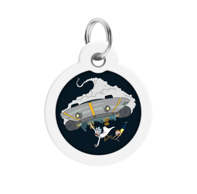 Адресник Waudog Smart ID c QR-паспортом для собак и котов, металл, рисунок "Рик и Морти 1", круг, 30 мм