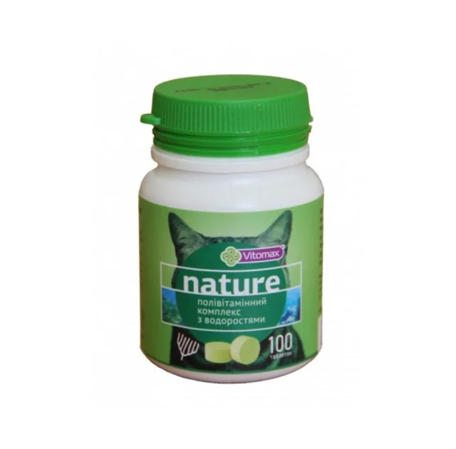Полівітамінний комплекс Vitomax Nature для котів, з водоростями, 50 г, 100 таб