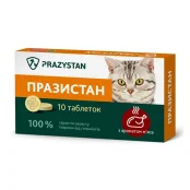 Препарат Vitomax Prazystan антигельминтный для котов, с ароматом мяса, 80 г, 10 табл
