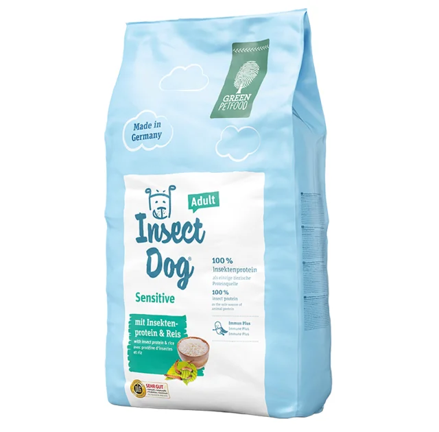 Сухой корм Green Petfood InsectDog Sensitive Adult для взрослых собак, с протеинами насекомых и рисом, 900 г