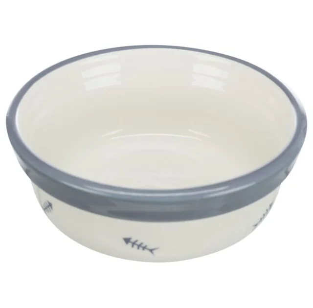 Миска Trixie Ceramic Bowl для кошек, диаметр 12 см, 300 мл, белая/сине-серая