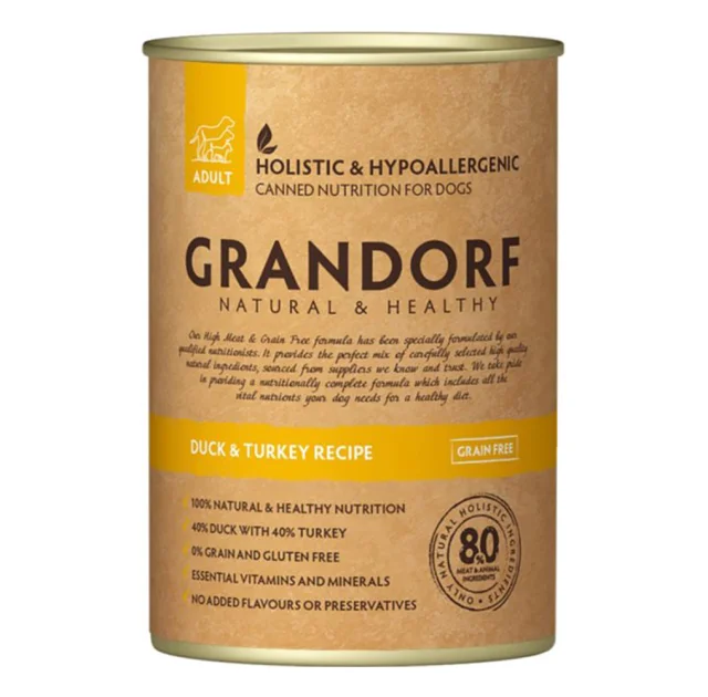 Консервы Grandorf Duck&Turkey для взрослых собак, с мясом утки и индейки, 400 г
