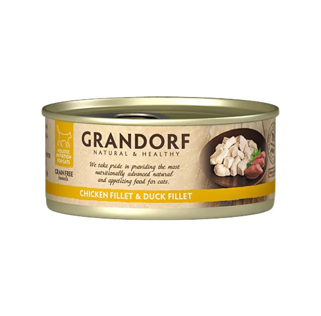Консервы Grandorf Chicken Breast&Duck Fillet для кошек, куриная грудка с утиным филе, 70 г