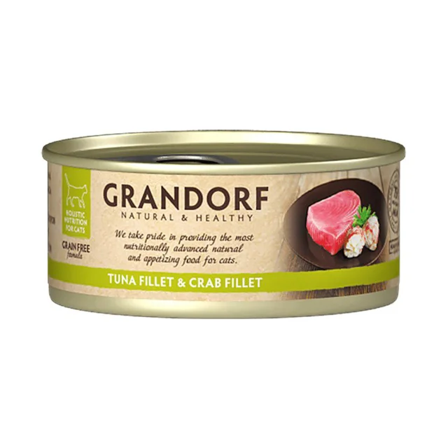 Консерви Grandorf Tuna Fillet&Crab Fillet для котів, філе тунця з м'ясом краба, 70 г