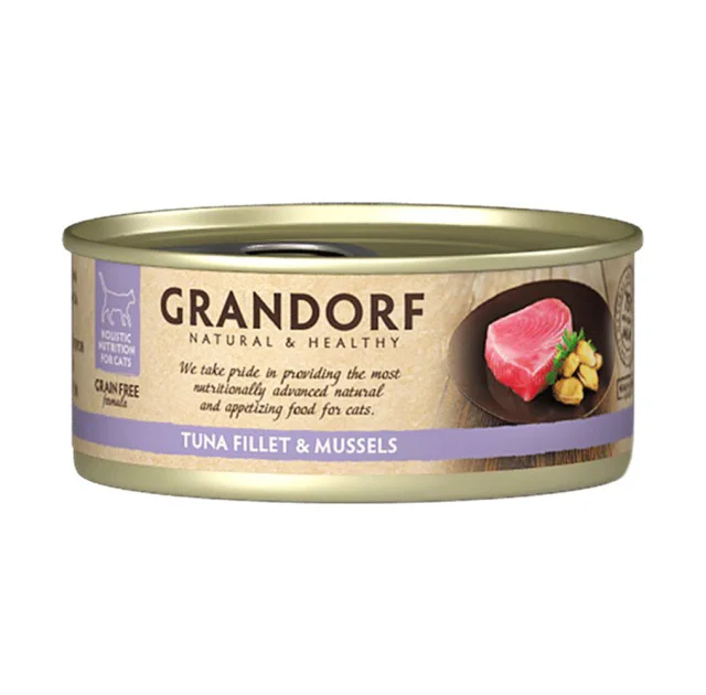 Консерви Grandorf Tuna Fillet&Mussels для котів, філе тунця з мідіями, 70 г