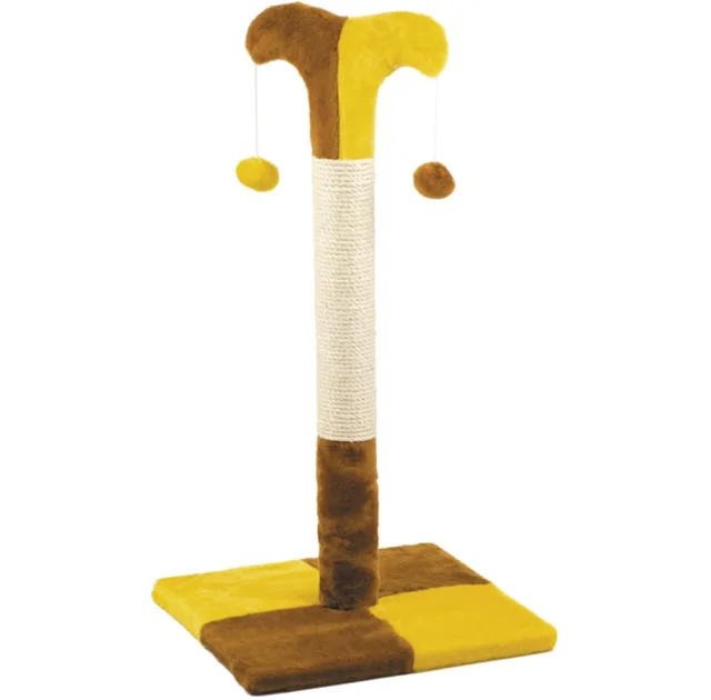 Когтеточка Природа Д02 клоун столбик для кошек, жёлто-коричневая, 70 см