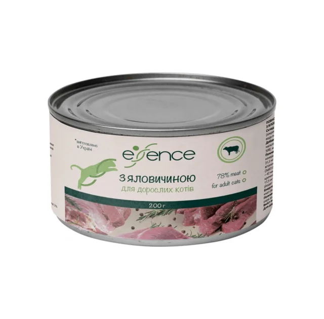 Вологий корм Essence для дорослих котів, з яловичиною, 200 г