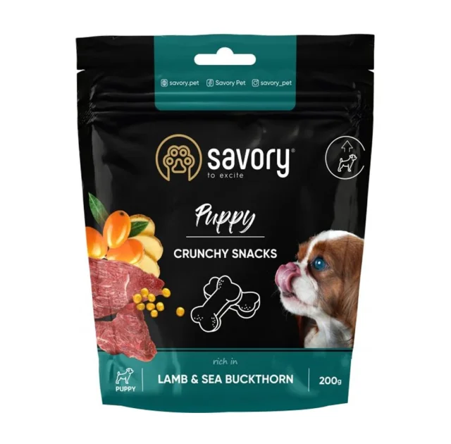Хрусткі ласощі Savory для здорового росту цуценят, ягня та обліпихи, 200 г