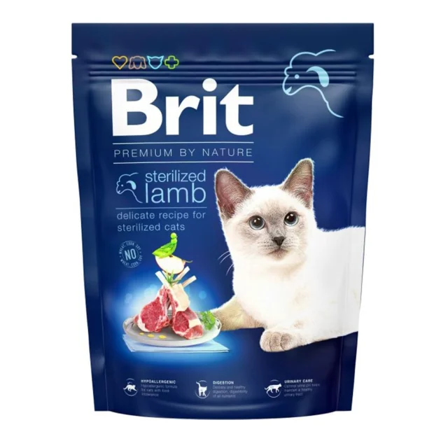 Сухий корм Brit Premium By Nature Sterilised для стерилізованих кішок, з ягням, 300 г