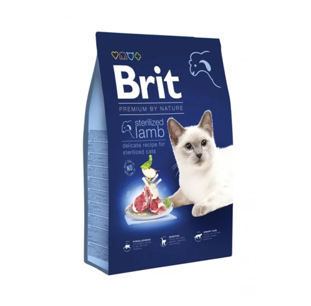 Сухой корм Brit Premium By Nature Sterilised для стерилизованных кошек, с ягненком, 800 г