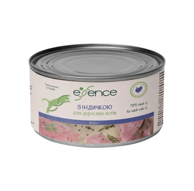 Вологий корм Essence  для дорослих котів, з індичкою, 200 г