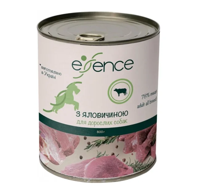 Вологий корм Essence для дорослих собак, з яловичиною, 800 г