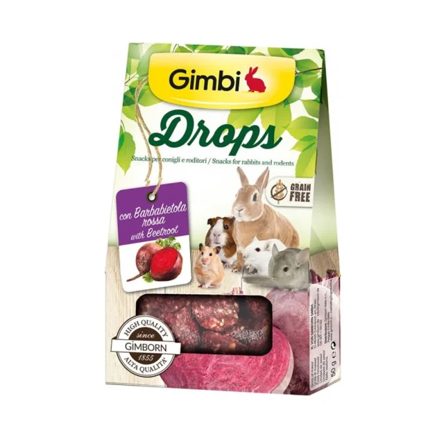 Лакомство GimBi дропсы для грызунов, со свеклой, 50 г