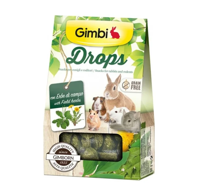 Лакомство GimBi дропсы для грызунов, с травами, 50 г