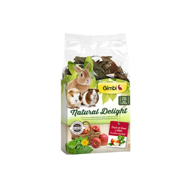 Лакомство GimBi Natural Delight для грызунов, одуванчика и яблоко, 100 г