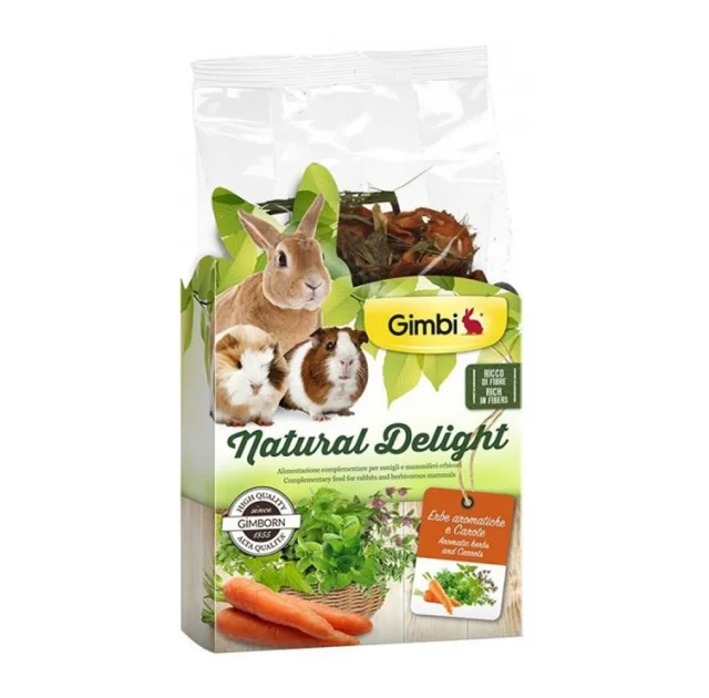 Лакомство GimBi Natural Delight для грызунов, травы с морковью, 100 г