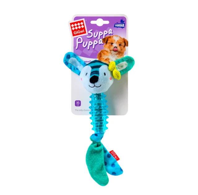 Игрушка GiGwi Suppa Puppa Заяц с пищалкой, для собак, текстиль/резина, 15 см