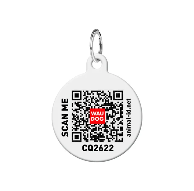 Адресник персоналізований Waudog Smart ID c QR для собак і котів, метал, рисунок "NASA", круг, M, 30 мм