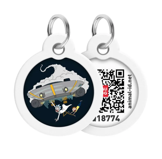 Адресник Waudog Smart ID c QR-паспортом для собак и котов, металл, рисунок "Рик и Морти 1", круг, 30 мм
