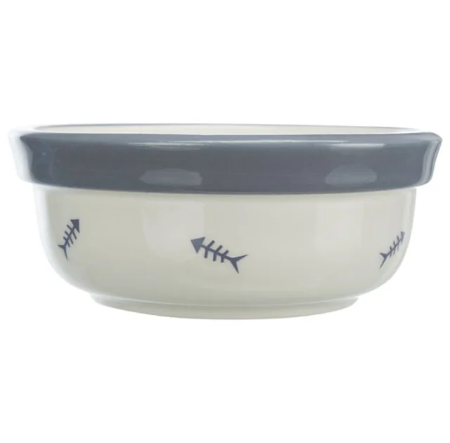 Миска Trixie Ceramic Bowl для кошек, диаметр 12 см, 300 мл, белая/сине-серая