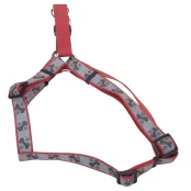 Cветоотражающая шлея Coastal Lazer для собак, красный с косточками, 1×31-48 см