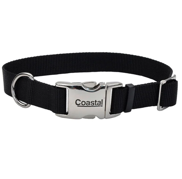 Ошейник Coastal Titan Buckle для собак, черный, 2.5×46-66 см