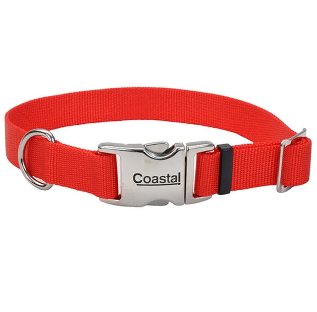 Ошейник Coastal Titan Buckle для собак, красный, 2.5×46-66 см