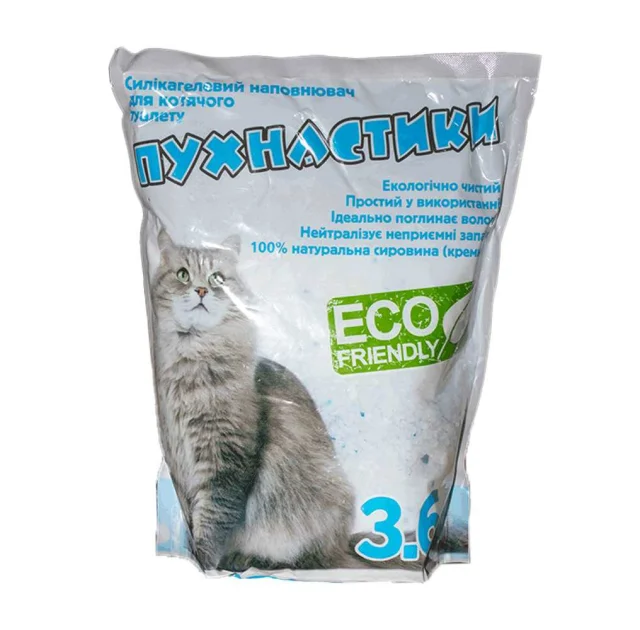 Силикагелевый наполнитель Пушистики для кошачьего туалета, 3.6 л